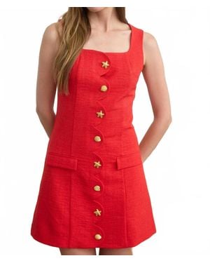 ZOE AND CLAIRE Button Up Mini Dress - Red