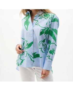 Joseph Ribkoff Floral Striped Casual Blouse - Green