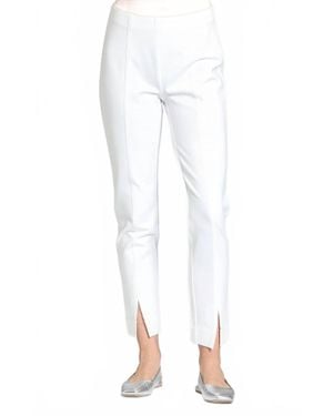 Apny Pull-On Ponte Pants With Split Hem - White