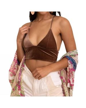 Leto Velvet Longline Bralette - Brown