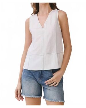 TCEC Contrast Stick Sleeve V Neck Top - Blue