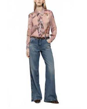 Luisa Cerano Flower Print Silk Blouse - Blue