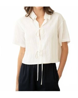 Elle Grey Roxy Tie Front Shirt - White