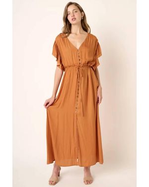 Mittoshop Ruffle Sleeve Detail Maxi Dress - Orange