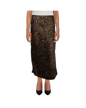 Walter Baker Animal Print Side Slit Pencil Skirt - Black