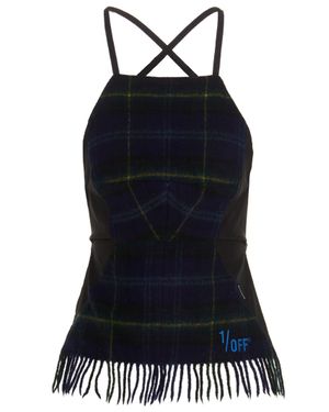 1/OFF Checked Scarf Top - Black