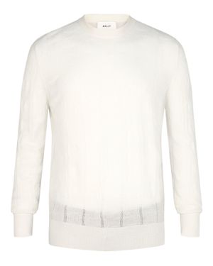 Bally Textured-Knit Crewneck Sweater - White