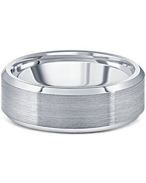 Pompeii3 Brushed Tungsten 7Mm Beveled Comfort Fit Ring Wedding Band - Metallic