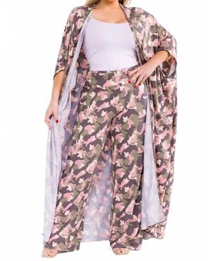 Karen T Design Print Two Piece Pants Set - Pink