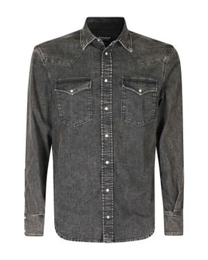 Dondup Distressed Denim Texan Shirt - Black