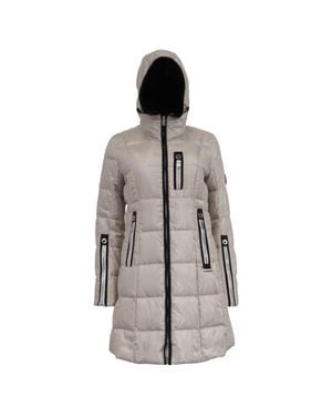 Bogner Zip-Up Hooded Down Coat With Pockets - Gray