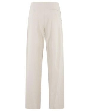 Isabelle Blanche Sand Wide-Leg Pants With Central Button - White