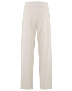 Isabelle Blanche Sand Wide-Leg Pants With Central Button - White