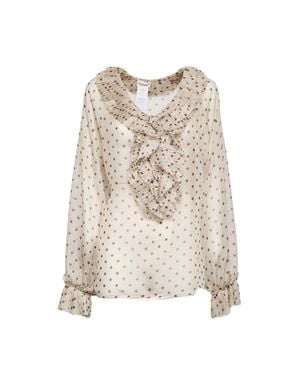 P.A.R.O.S.H. Pallina Polka Dot Chiffon Blouse - Natural