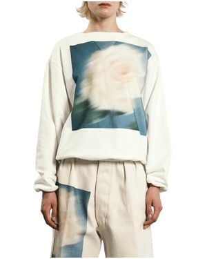 Tanaka Crewneck Sweatshirt With Floral Print And Graphic Accents - White