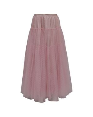 LoveShackFancy Swiss Dot Lace Midi Tiered Skirt - Purple