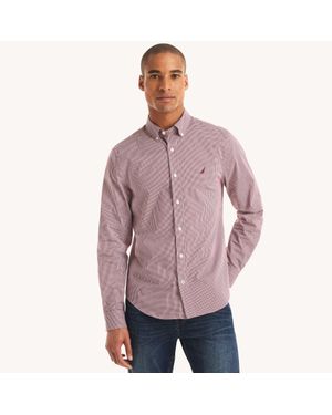 Nautica Classic Fit Wrinkle-Resistant Plaid Shirt - Purple