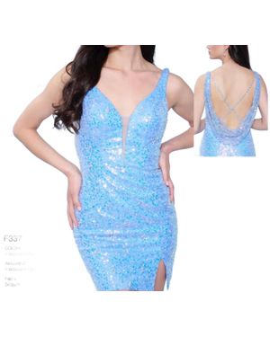 Splash Prom Open Back Mini Dress - Blue