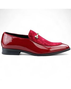 Infinity Leather Smart Loafers Leather Lined Velvet Slip-On Shoes - Red