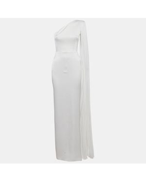Alex Perry Crepe One Shoulder Drape Detail Gown - White