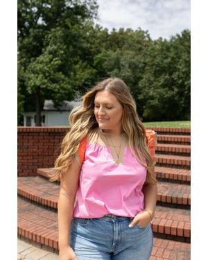 Voya Poppy Color Block Poplin Top - Green