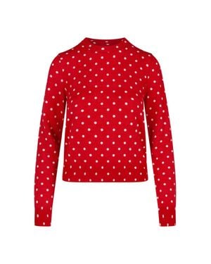 Comme des Garçons Polka Dot Cropped Crewneck Sweater - Red