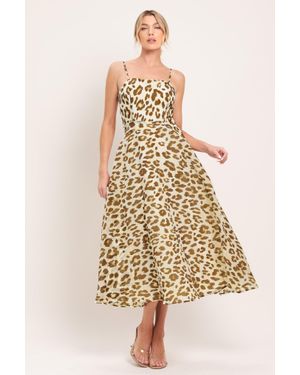 TRUEDAMES Leopard Grace Woven Midi Dress - Natural