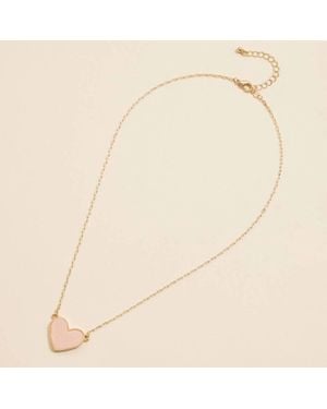 FREM Heart Druzy Stone Charm Short Necklace - Natural