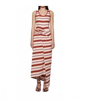 Rabanne Sleeveless Striped Maxi Dress - Red