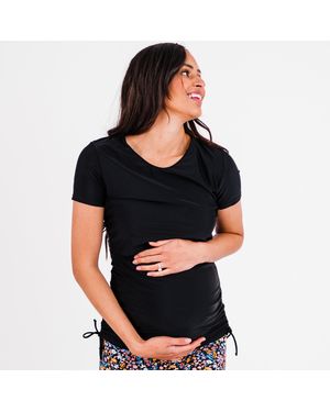 Calypsa Plus Short Sleeve Nina Nursing And Maternity Swim Top - Black