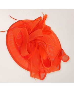 Fashnzfab Structured Bow Feather Accent Elegant Hat Fascinator Hair Clip Headband