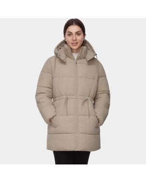 Rokka&Rolla Cinched Waist Puffer Coat Wind Guard Winter Jacket - Brown
