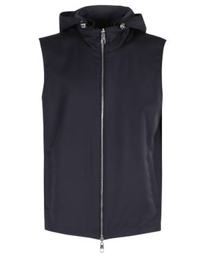 Montecore Reversible Hooded Zip-Buttons Wool Vest - Blue