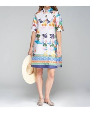 Vilagallo Hester Palmeras Greca Dress - Blue
