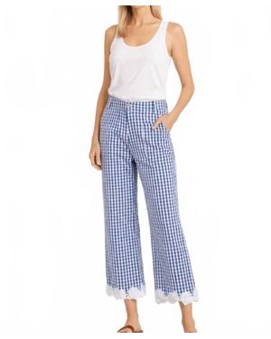 Vilagallo Gingham Lace Pants - Blue
