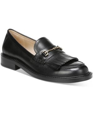 Sam Edelman Cammi Leather Fringe Loafer Heels - Black