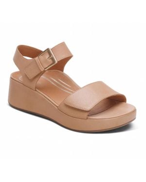 Aetrex Ariel Adjustable Quarter Strap Wedge - Brown