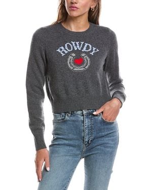 Cinq À Sept Howdy Cropped Graphic Crewneck Sweater - Gray