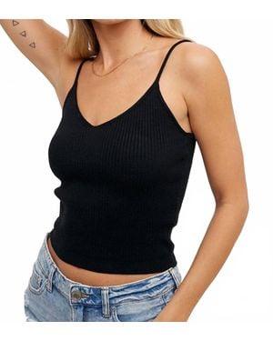 Bluivy Ribbed Knit V-Neck Tank Top - Black