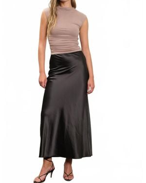 Blu Pepper Midnight Charmeuse Slip Skirt - Black