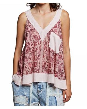 Pol Paisley Daydream Sleeveless Top - Red