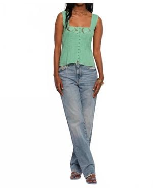 Heartloom Tia Eyelet Button Up Top - Blue