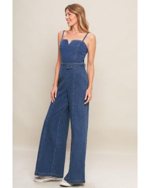TRUEDAMES Expert Sweetness Medium Denim Jumpsuit - Blue