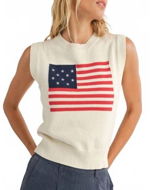 Sadie & Sage American Flag Sweater Vest Top - Natural