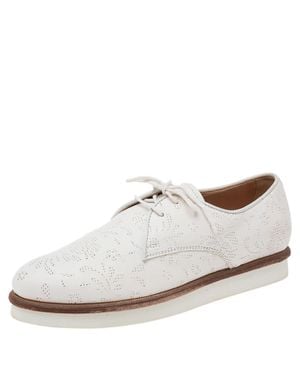 Tod's Laser Cut Leather Lace Up Derby - White