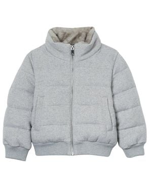 Reiss Boy Short Collar Herringbone Jacket - Gray
