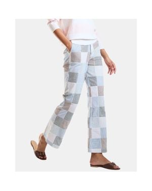 Cynthia Rowley Seersucker Madras Cropped Trouser - Blue
