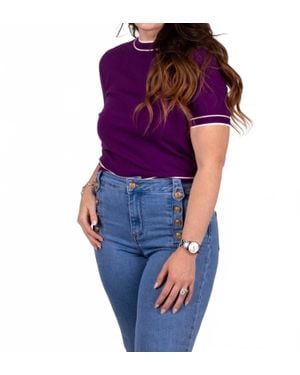 Q2 Regal Essence Short Sleeve Sweater - Purple