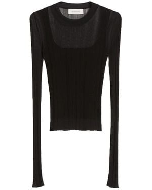 Sportmax Buono Fitted Sheer Ribbed Sweater - Black