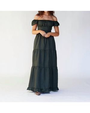 Pretty Garbage Gingham Maxi Dress - Blue